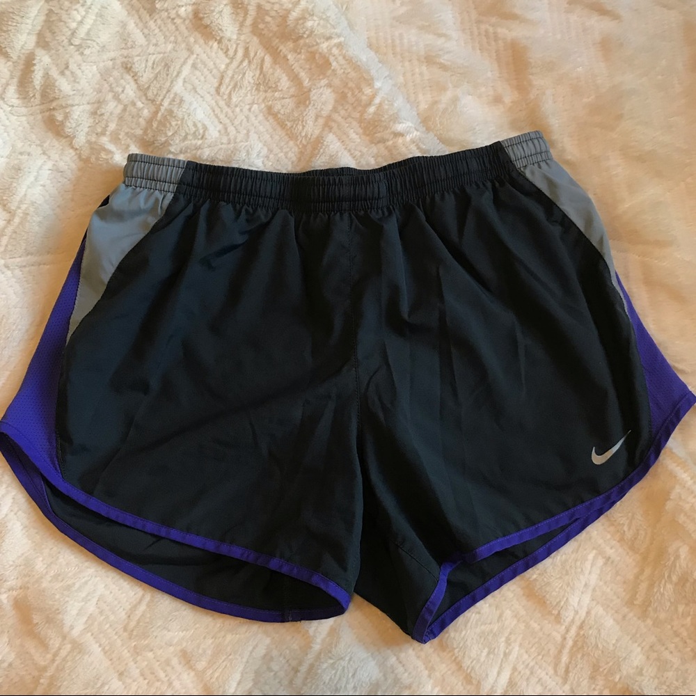 gray/purple nike dri-fit shorts